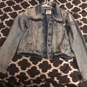 Mud distressed denim jacket